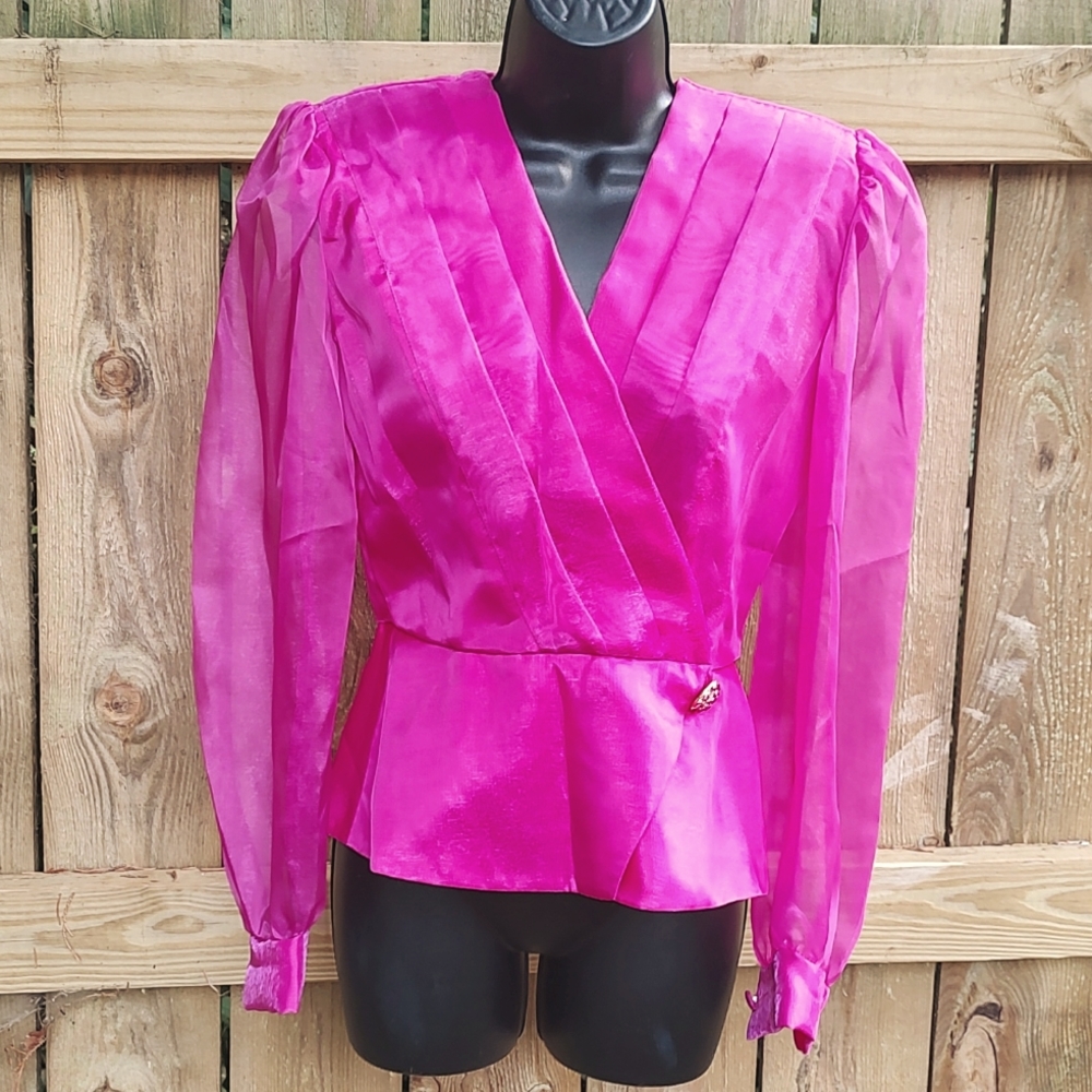 Michael Marcella Vintage 80s Fuschia Wrap Shirt